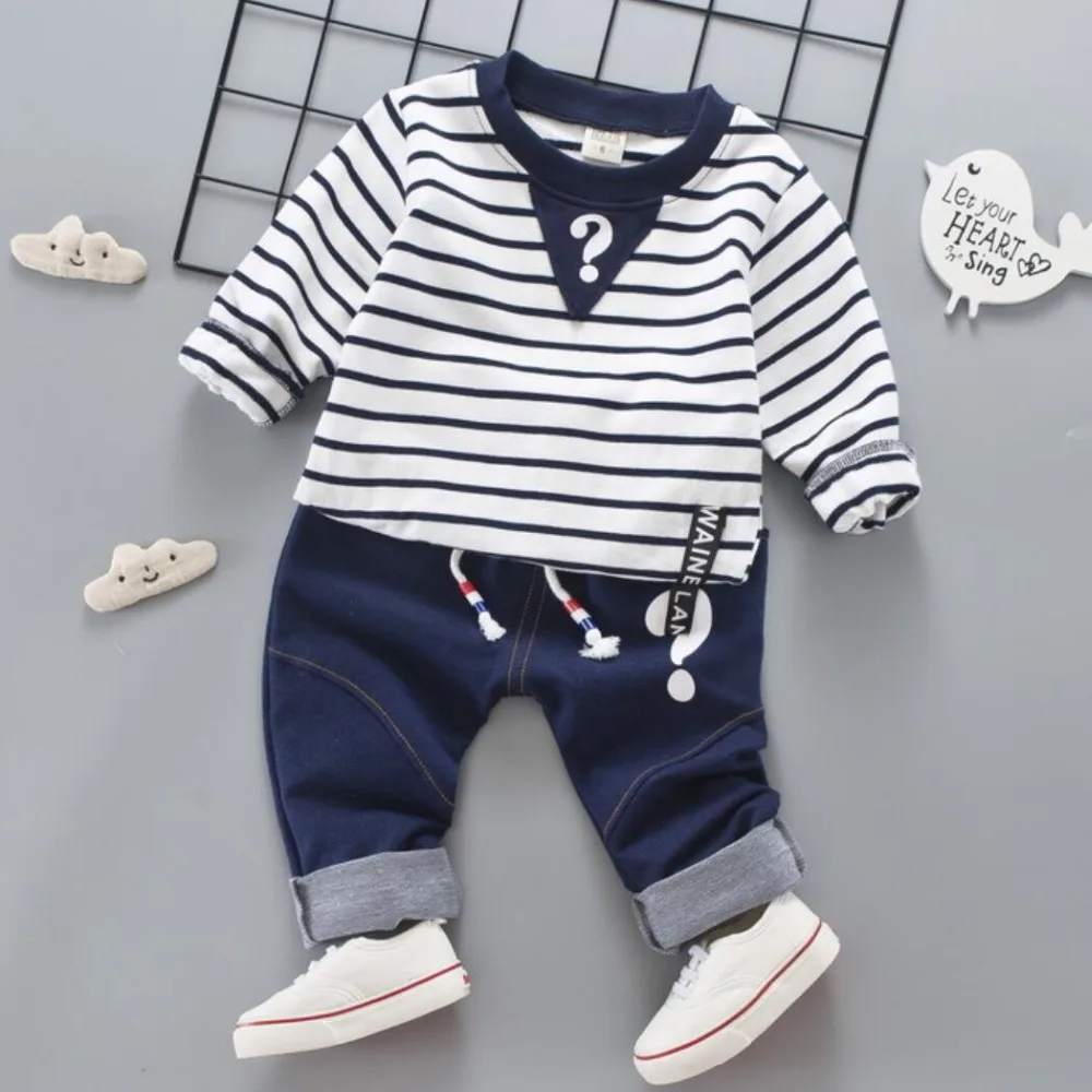 Autumn Winter Toddler Tracksuit Baby Boys Girls Clothing Sets Children Clothes Stripe Shirt Kids Cotton Pants 2 Pcs Sport Suits |