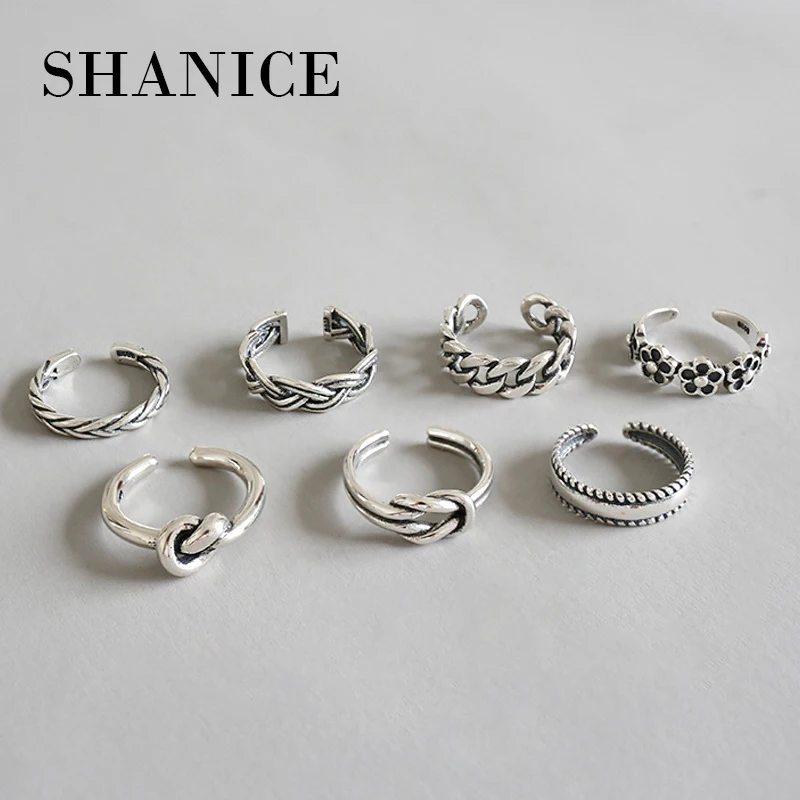 SHANICE, Ретро стиль, натуральная 925 пробы, серебряные, открытые кольца для мужчин и женщин, в стиле панк, тайское, серебряное, индивидуальный дизайн, кольцо, вечерние ювелирные изделия