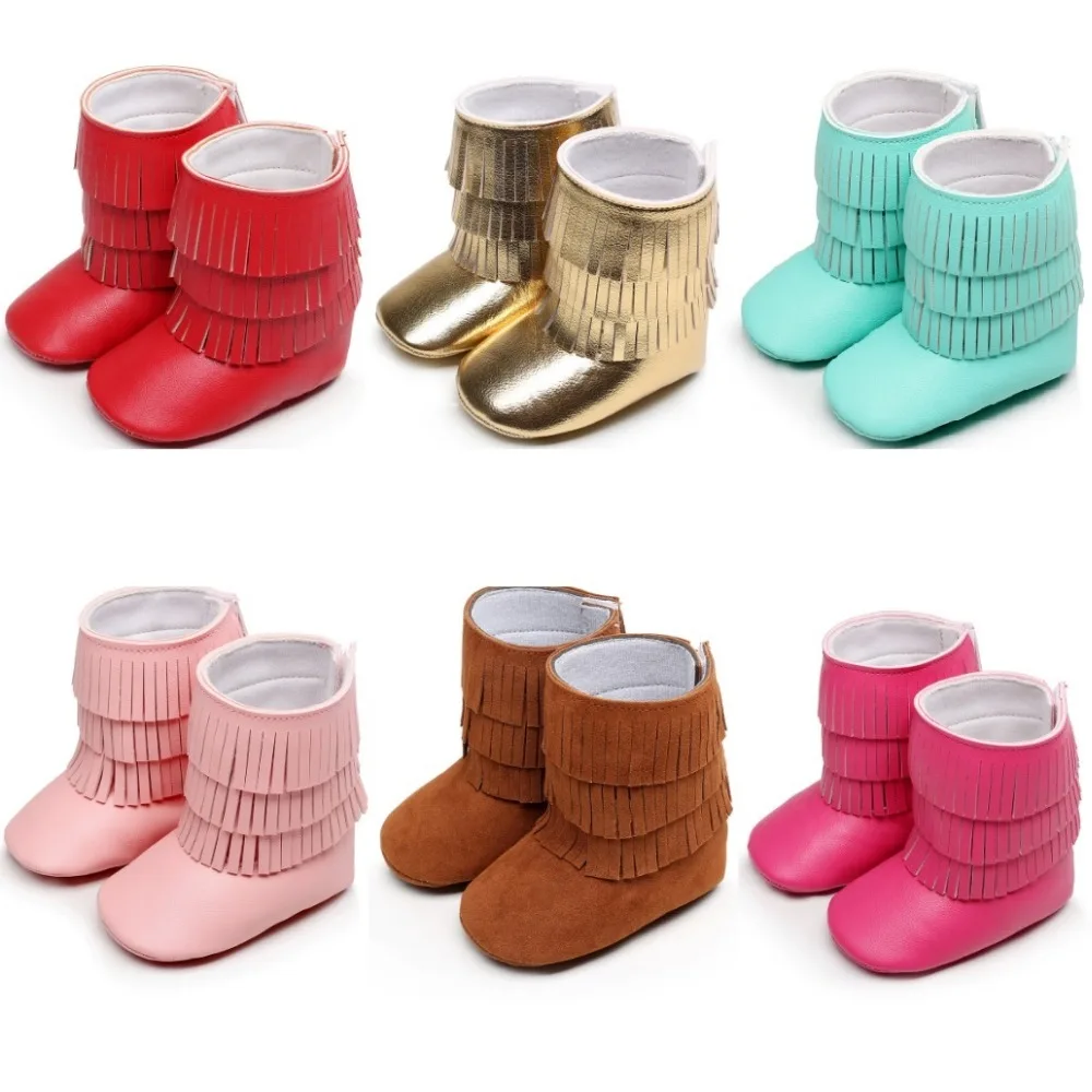 2016 Christmas Baby Girls Boots Solid Moccs Newborn First Walkers Snow Boot Training Shoes Baby Boys Shoe Infant Moccasins 0-2y