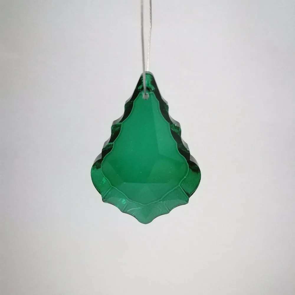 chandelier colored crystals prism 100pieces 50mm Peacock Green crystal maple leaf drop | Дом и сад