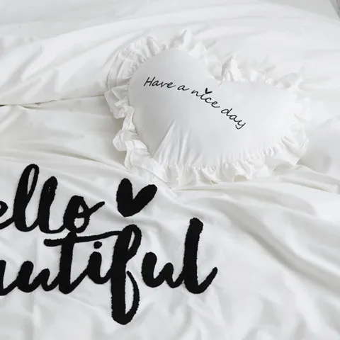 Lotus Leaf Edge Embroidered 100% Cotton Love Heart Pillow with Core Washable Letter Flower NordicToy for Children | Игрушки и хобби