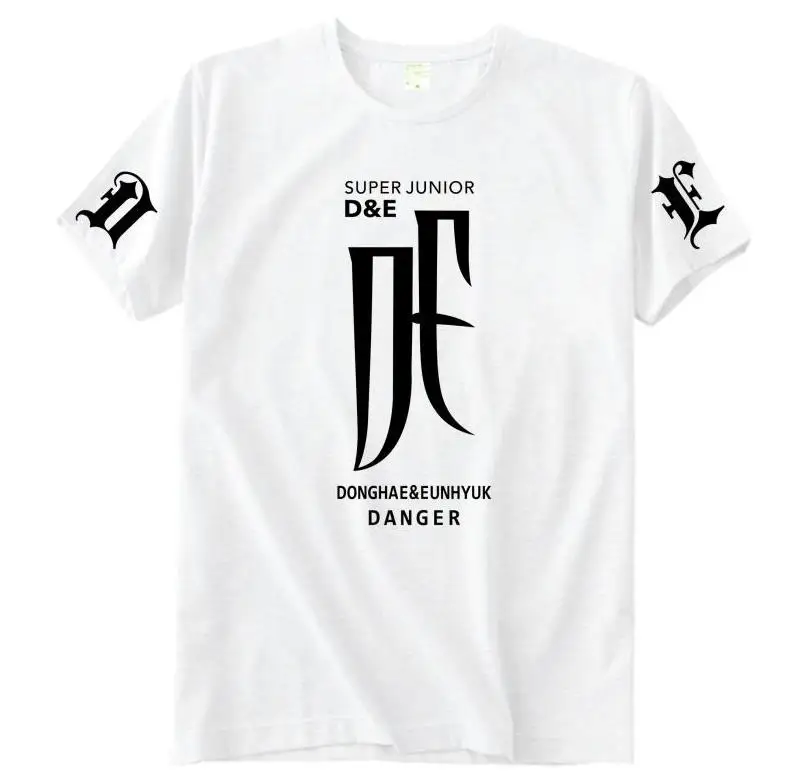 Super junior d& e альбом опасность же печать Круглая горловина с коротким рукавом Футболка для лета kpop унисекс модные свободные футболка - Цвет: 3