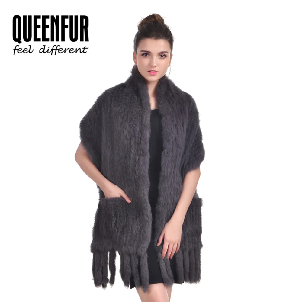 Реальные Кролик Мех животных шарф с бахромой Новинка 2017 года бренд вязаный Natural