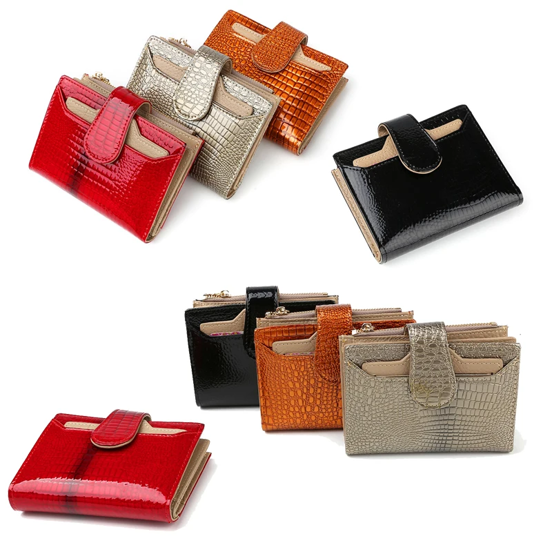 

Fashion Leather Women Wallets Short Coin Purse Small Wallet Coin Pocket Real Patent Leather Card Holder Pocket Wallet for Female