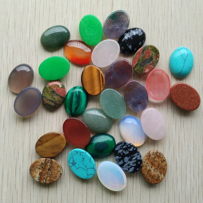 

wholesale 30pcs/lot 15x20mm Fashion good quality natural stone mixed Oval CAB CABOCHON beads for jewelry making free shipping