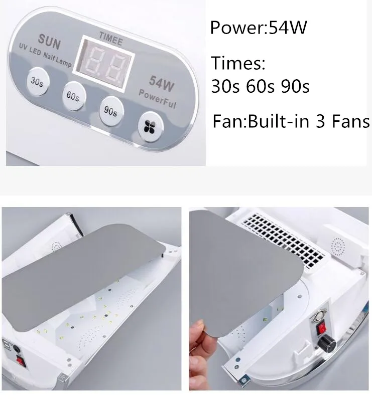 54W Nail LED UV Lamp Vacuum Cleaner Suction Dust Collector 25000RPM Drill Machine Pedicure Remover Polish Tools With Desk Lamp