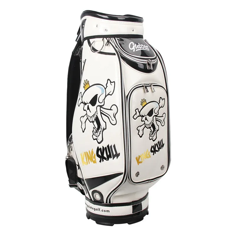 [2 цвета] KING SKULL& X-Bones Golf Caddie сумка для клюшек PU кожаная сумка для гольфа с дождевиком 5-way для мужчин и женщин