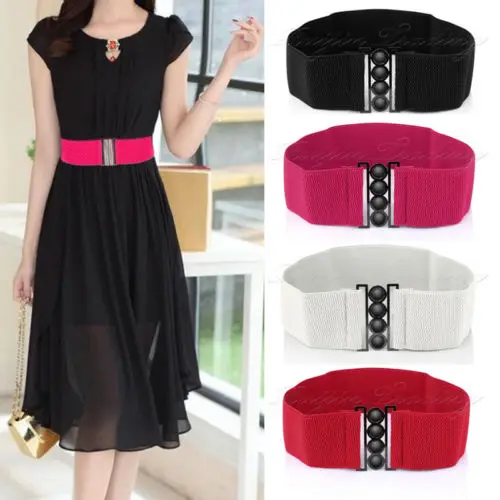 

Women arrival Stretch Buckle Waist Belt Wide Elastic Cinch Corset Waistband