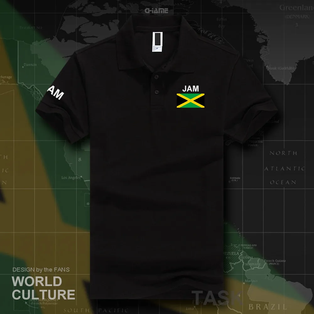 Jamaica Мужская рубашка поло с коротким рукавом белый бренд принт для страны 2017