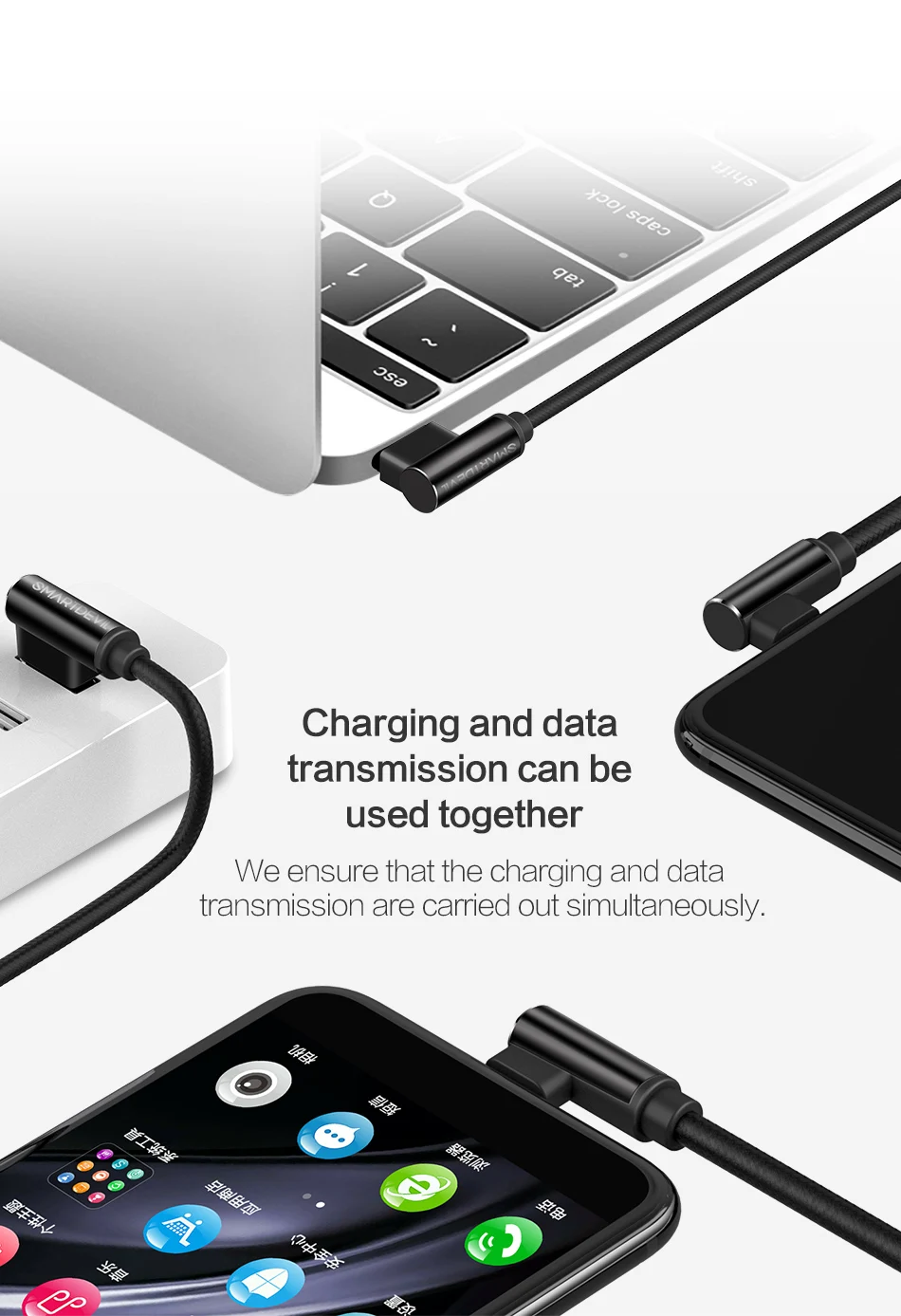 Micro USB кабель SmartDevil 90 градусов Microusb Android Быстрая зарядка L шнур данных зарядное устройство адаптер для Xiaomi samsung Планшеты кабели