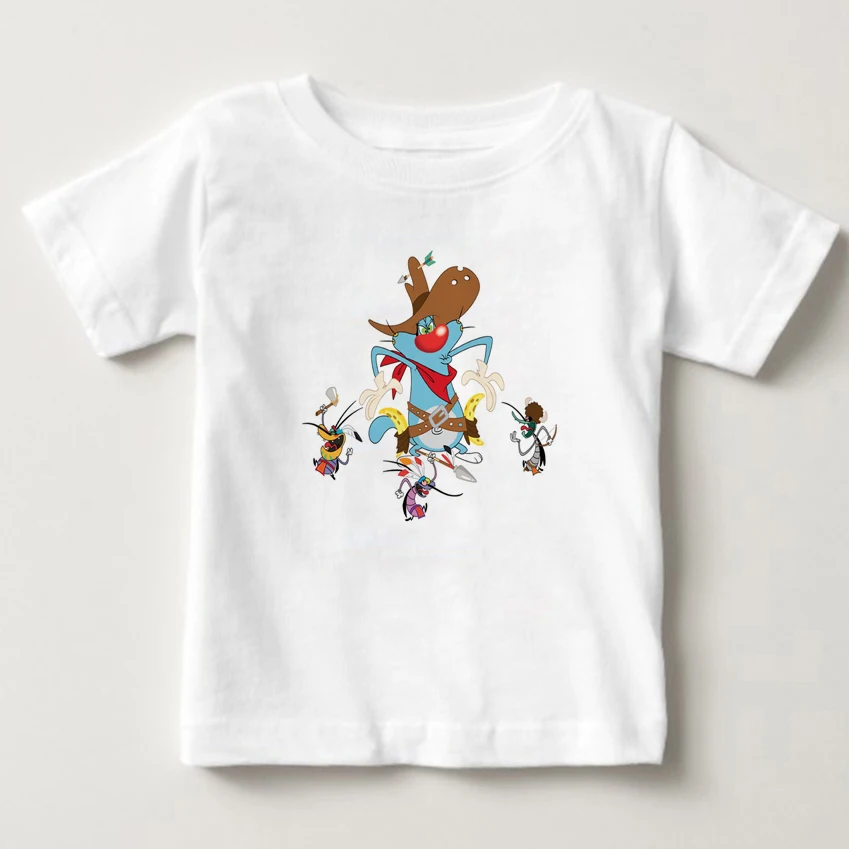 

French cartoon digital printing Oggy and the Cockroaches Children's summer T-shirt boys and girls short sleeved T shirts MJ