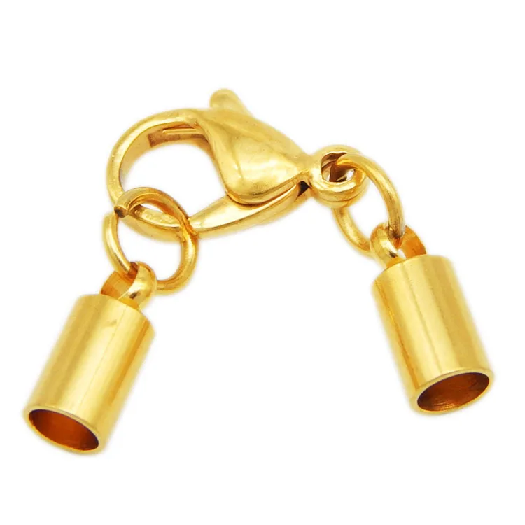 Stainless Steel Jewelry Clasps Connectors 1-6mm Round Leather Rope Cord Ends Cap with Lobster Clasp Buckle DIY Findings | Украшения и