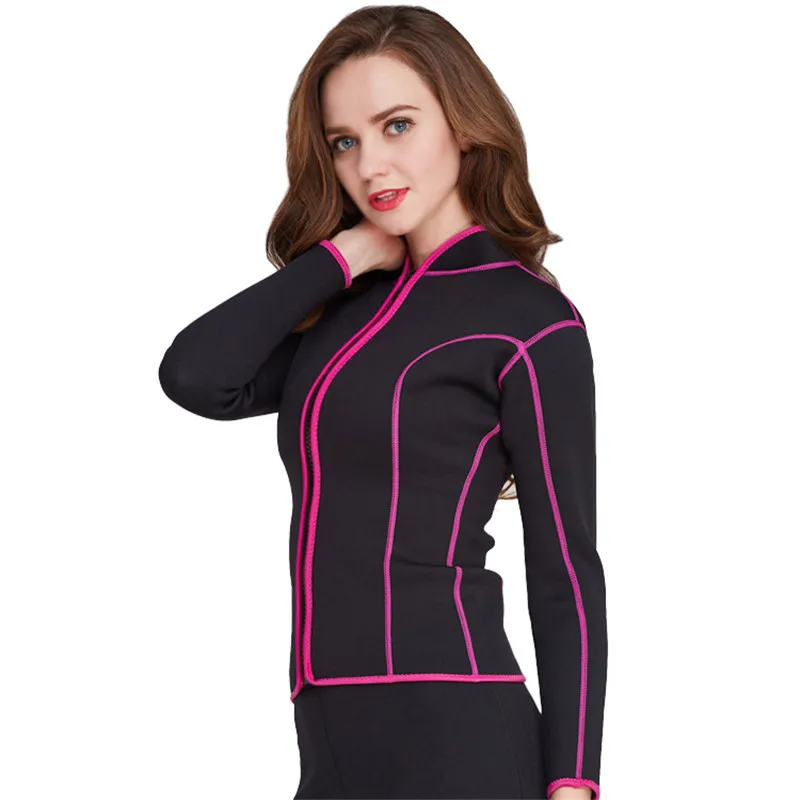 2017 New Long Sleeve Swimwear Rash Guard Women Warm 2mm Neoprene Wetsuit Woman Zipper Surf Diving Swimming T-Shirts Top 2XL | Спорт и