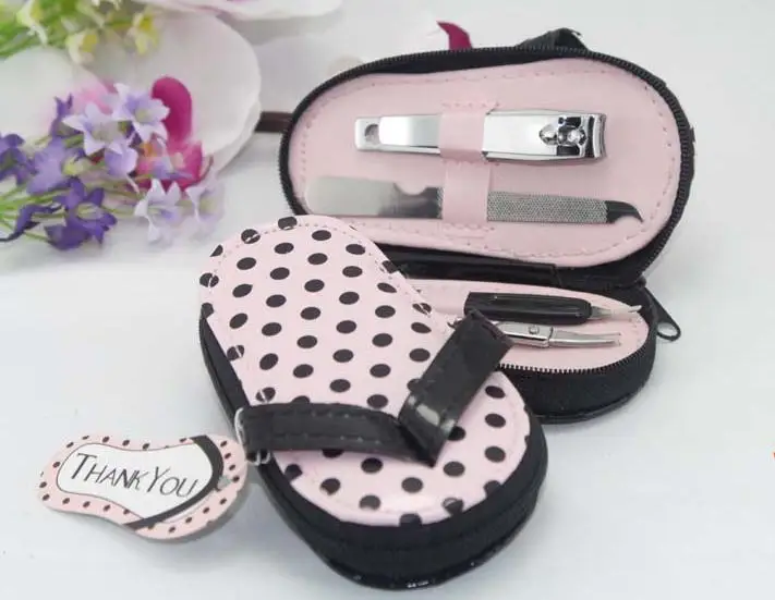 

Pink Polka Purse Slippers Shaped Cute Creative Manicure Set Wedding Gift Favors lembrancinhas de casamento 15box