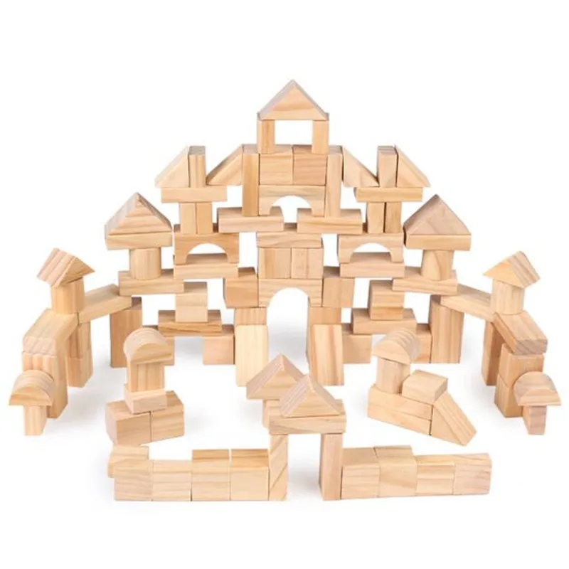 100PCS Natural wood toys wooden constructor geometry building blocks educational for children gift boxes | Игрушки и хобби