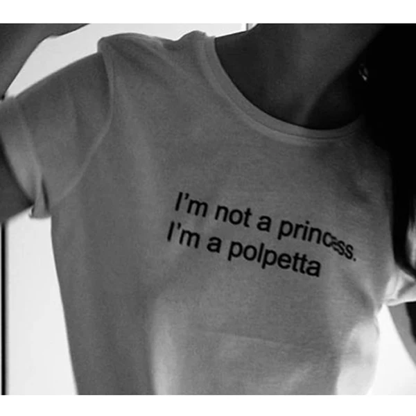 Женская футболка с надписью i'm not a princess polpetta белая Повседневная летняя хипстер