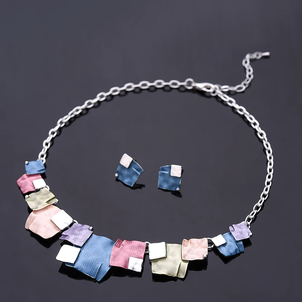 Женские вечерние комплекты украшений набор свадебных ожерелий с геометрическим