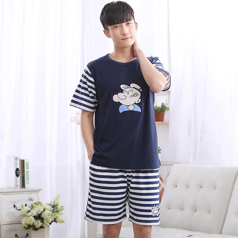 Летние хлопковые полосатые пижамные комплекты парные пижамы женские мужские
