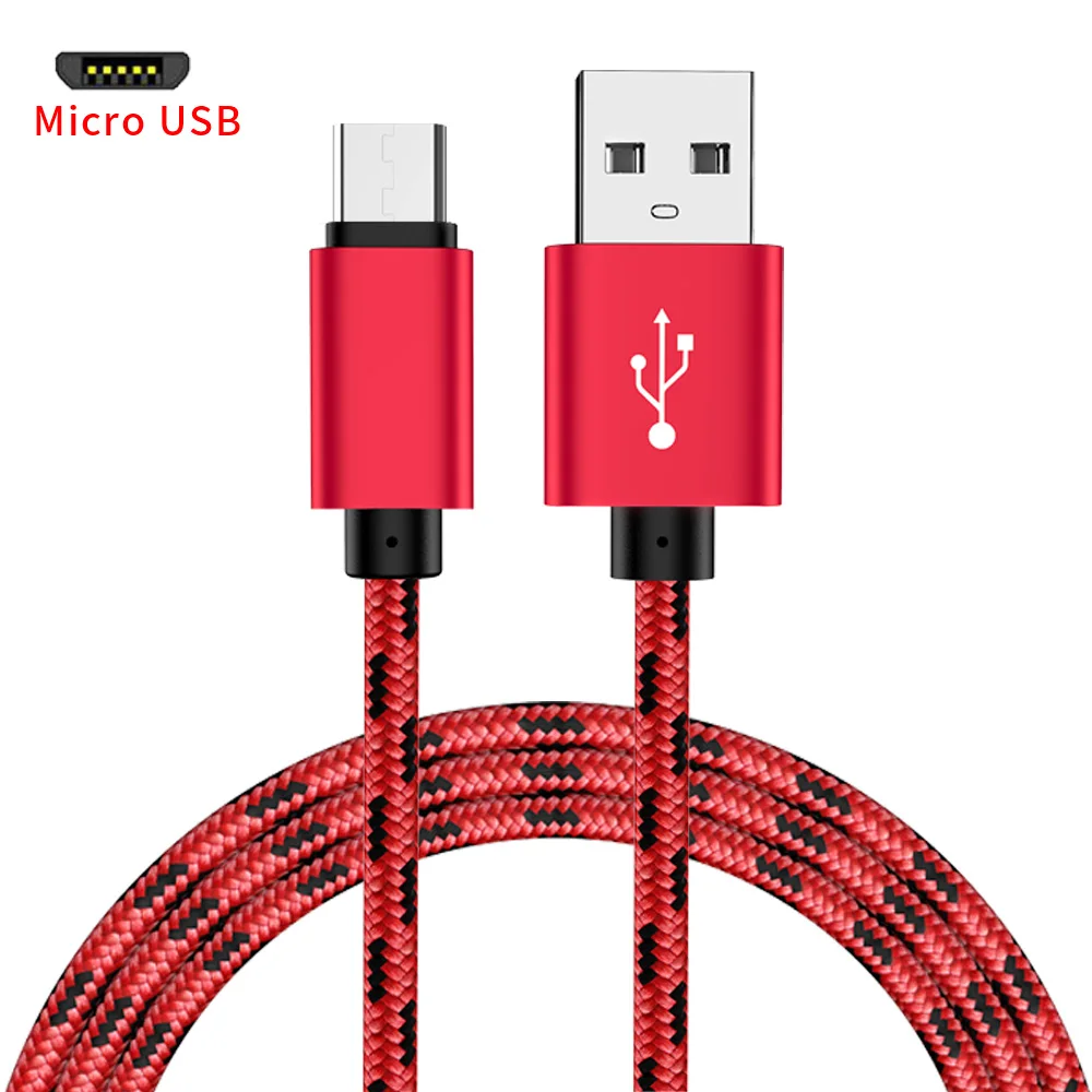 Кабель Micro USB для быстрой зарядки телефона, зарядного устройства, кабель для передачи данных для samsung, Xiaomi, huawei, MEIZU, SONY, Android, зарядка Microusb - Цвет: Красный