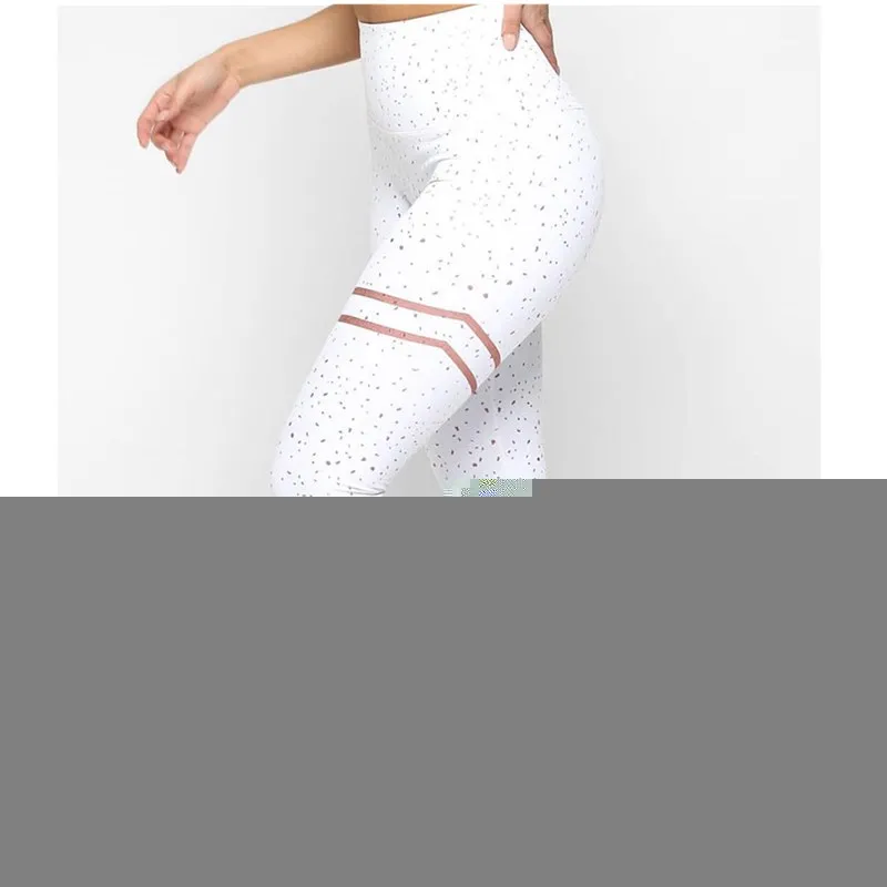 Женские розовые белые серые леггинсы с принтом высокая талия спортивная одежда