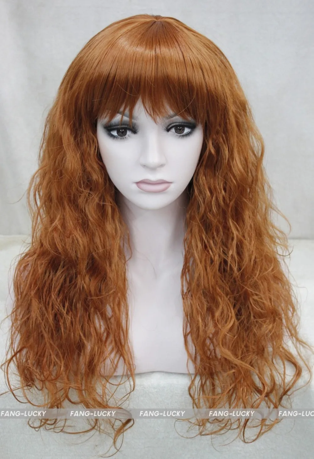 HOT Free Shipping &gt&gt&gt&gt Excellent Orange brown Long Wavy Spike Women Ladies Daily wig FTLC035 |