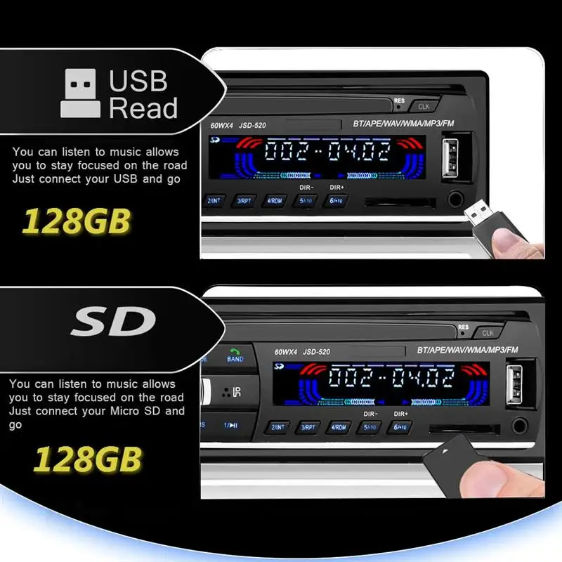 Автомагнитола Onever 12 В Bluetooth 1 Din FM Aux SD USB MP3 MMC WMA|Автомобильные радиоприемники| |