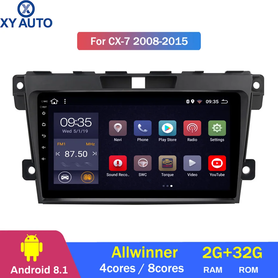 9 дюймов 2.5D IPS HD мультисенсорный экран Android 2008 2G RAM 32G ROM NAVI для Mazda Cx 7 2015 с Bluetooth USB WIFI