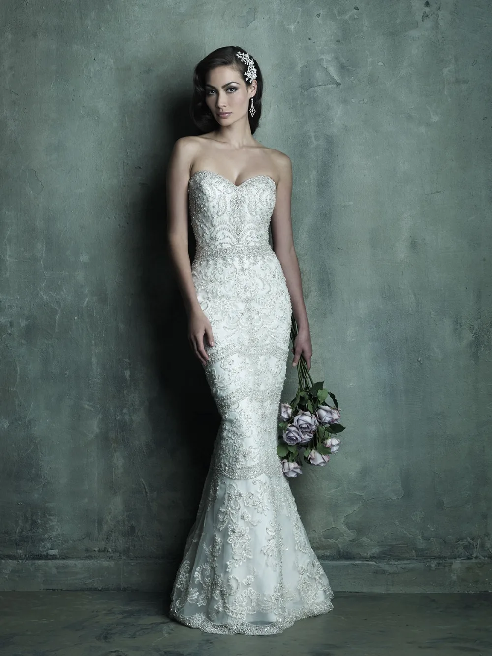 2015 New GownBest quality fast delivery strapless mermaid wedding dress beaded lace sleeveless sweetheartWholesale Dress | Свадьбы и