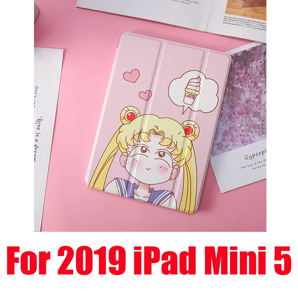 Ice Cream Mini 5 Милые Чехлы Сейлор Мун для iPad 2/3/4 Mini 1 2 3 4 5 Air 1 2 10,5 Pro 9,7 10,5 мягкий кожаный чехол для планшета - Цвет: Ice Cream Mini 5