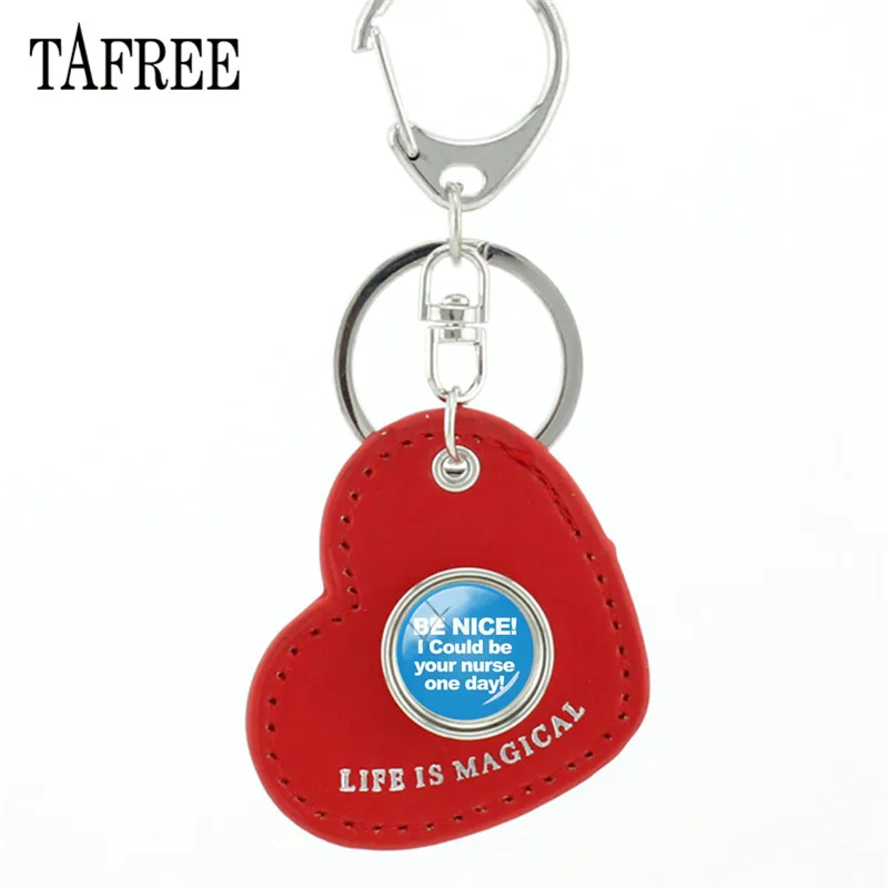 CT198 TAFREE новые кнопки медсестры уход брелки Красное сердце любовь из искусственной кожи супер медсестры брелок кулон ювелирные изделия подарок CT197 - Цвет: CT198