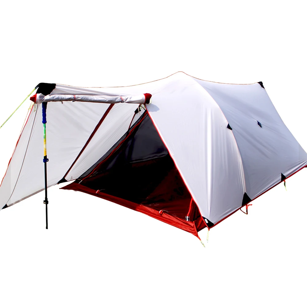 Online HIMAGET Zelt 25D Nylon Zelt Silikon Beschichtung 2 Person Doppel Schichten Aluminium Legierung Stange Camping Reisen Zelt 4 Saison
