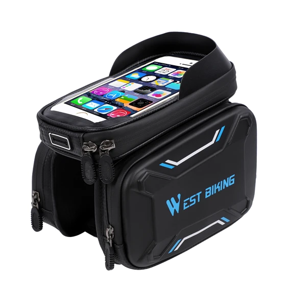 Quality Blue WEST BIKING сумка для велосипедной трубки с сенсорным экраном, велосипедная передняя рама, сумка для хранения 6,2 дюймов, полностью водонепроницаемая сумка для телефона, велосипеда - Цвет: Quality Blue