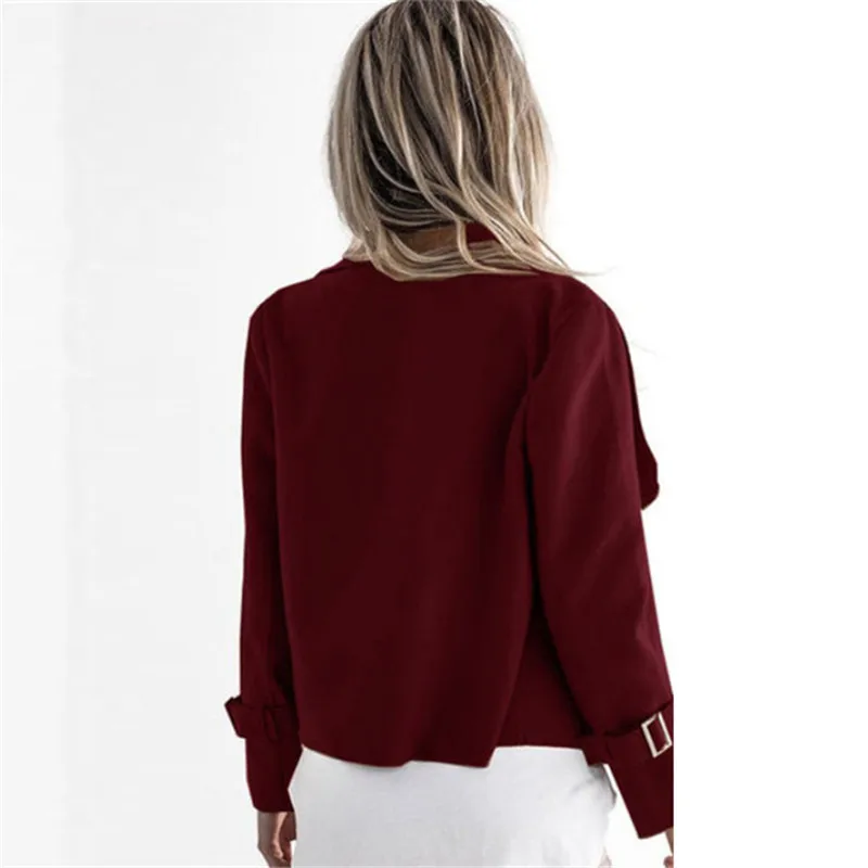

2019 Spring Autumn New Women Coat lapel Long sleeve Fashion Casual Loose Parka Europe irregular Outerwear Female W075