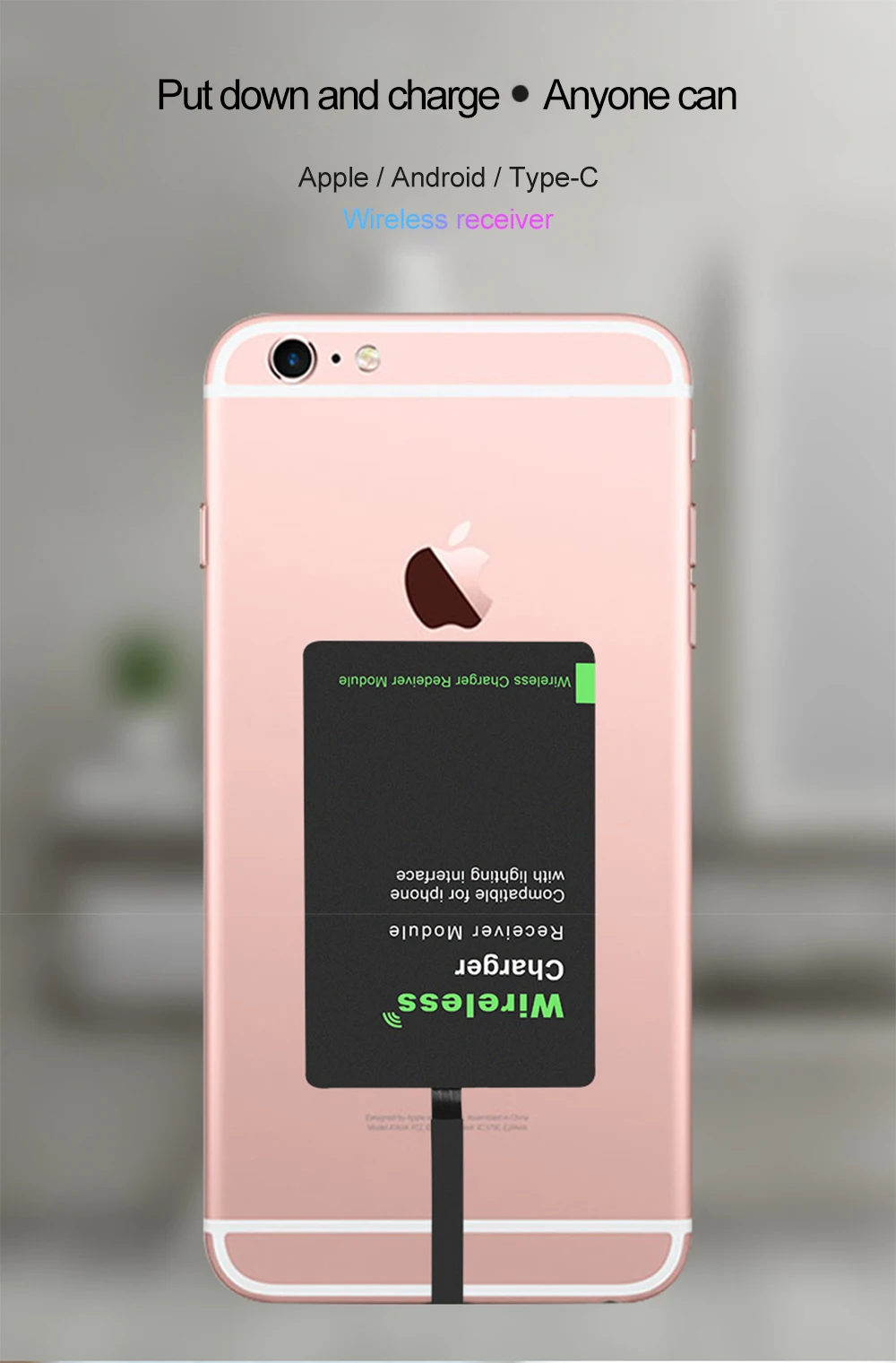 Беспроводная зарядка Qi беспроводной приемник зарядного устройства 10 Вт для iPhone 7 6 8 быстрая Универсальная зарядка для Micro usb type-C samsung Xiaomi huawei