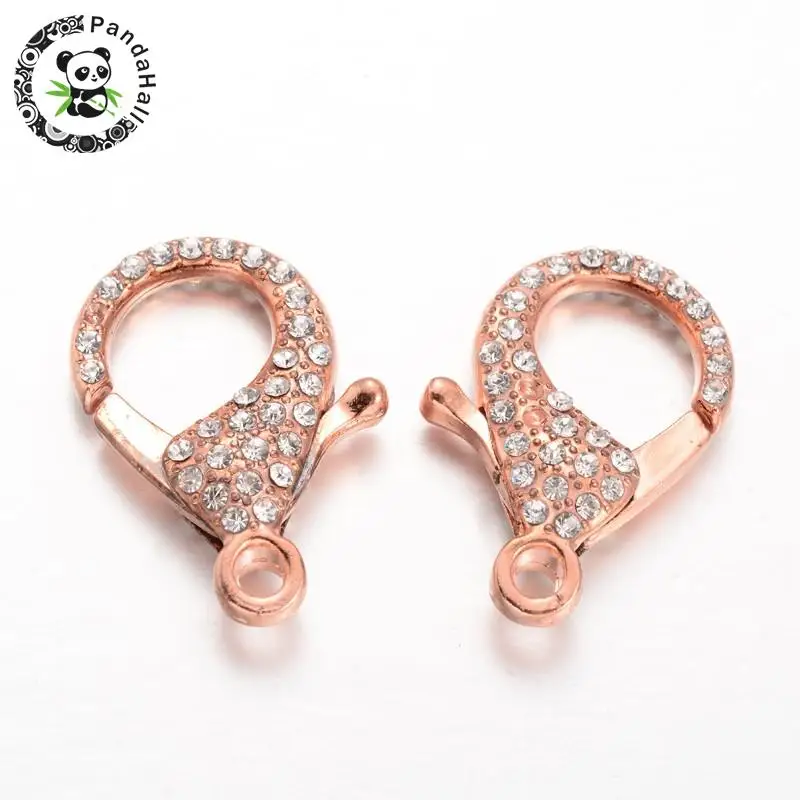

Alloy Rhinestone Lobster Claw Clasps, Mixed Color, 31x22x7mm, Hole: 3mm