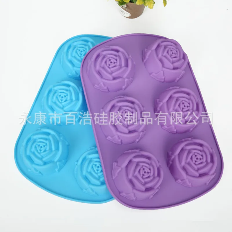 6 Lattices DIY Handmade Soap Mould Rose Shape Silicone Cake Mold Chocolate Molds Home Kitchen Baking Tools 1pcs/lot | Дом и сад