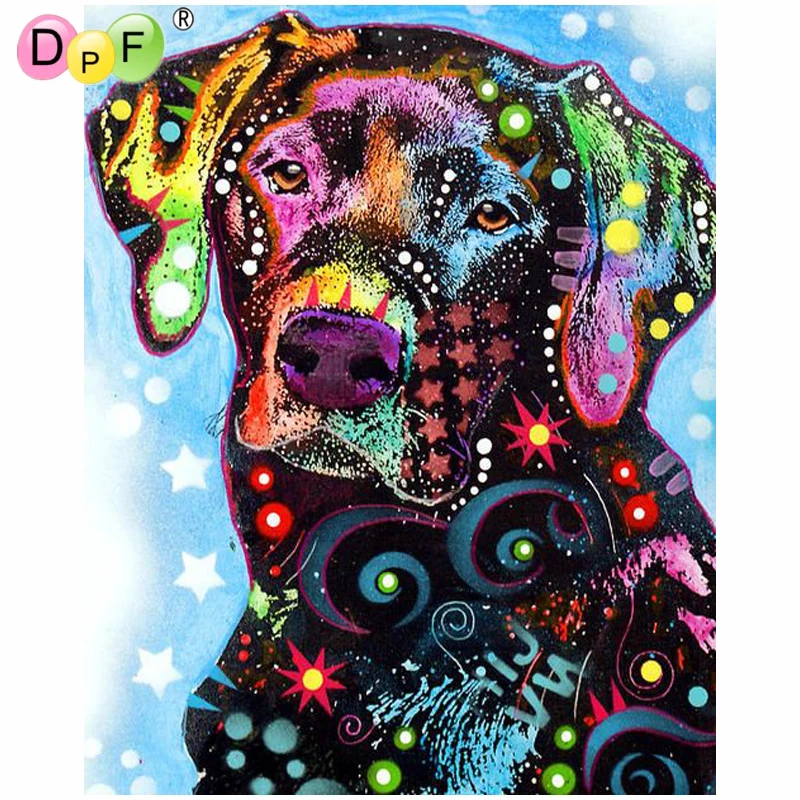 

DPF diamond painting DIY gift 5D diamond embroidery crafts colorful dog cross stitch needlework mosaic square home art decor