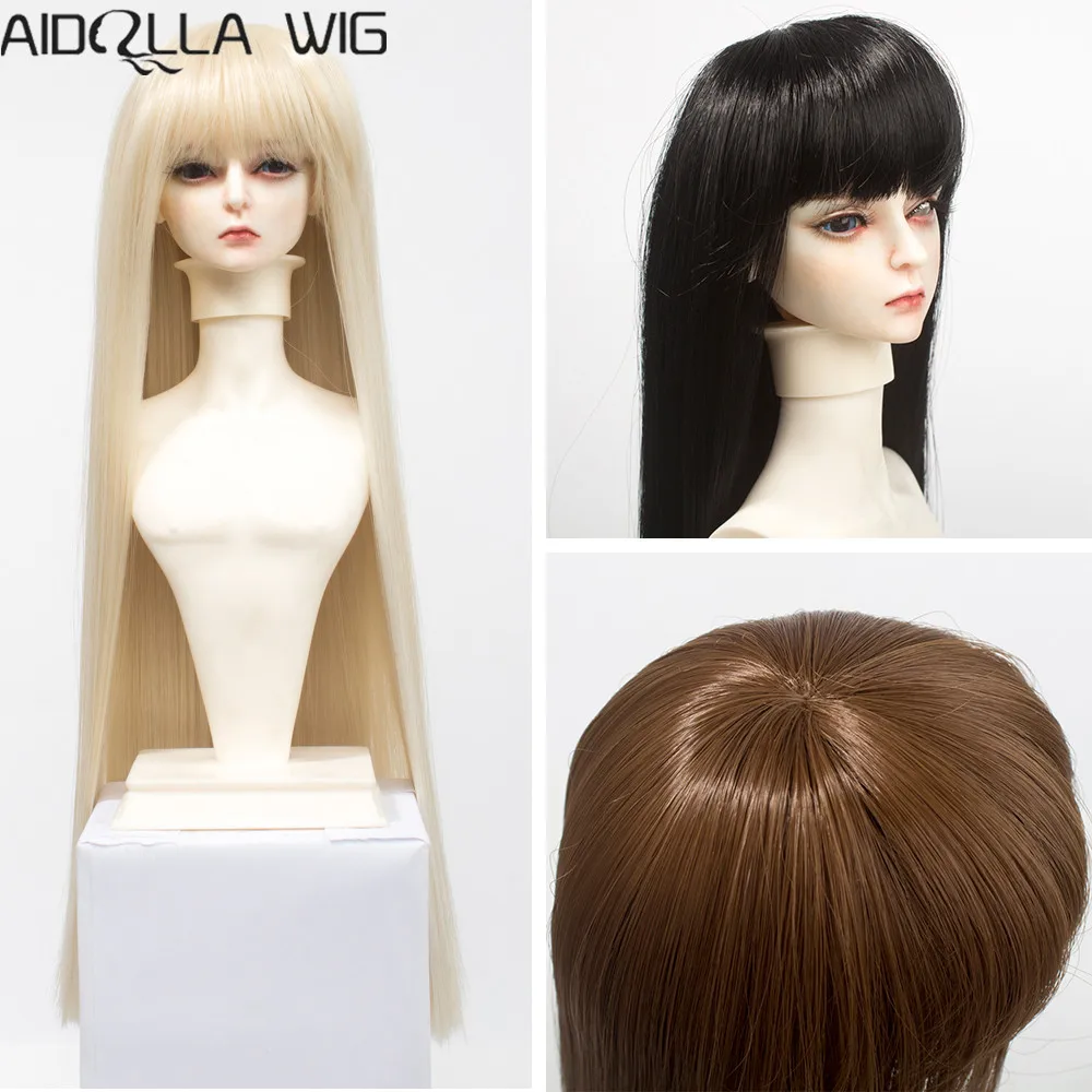 Размер 1/6 1/4 1/3 BJD длинные прямые черные и коричневые волосы для кукол SD/BJD