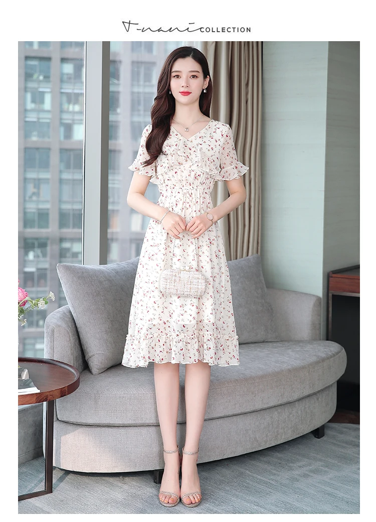 Винтаж из шифона с цветочным рисунком в богемном стиле; летние платья 4XL размера плюс пляжный отдых миди сарафан Для женщин элегантное облегающее платье вечерние платья