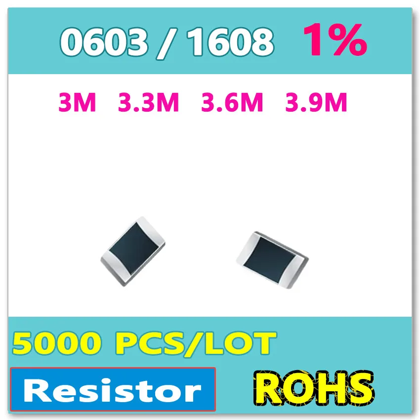 

JASNPROSMA OHM 0603 F 1% 5000pcs 3M 3.3M 3.6M 3.9M smd 1608 Resistor