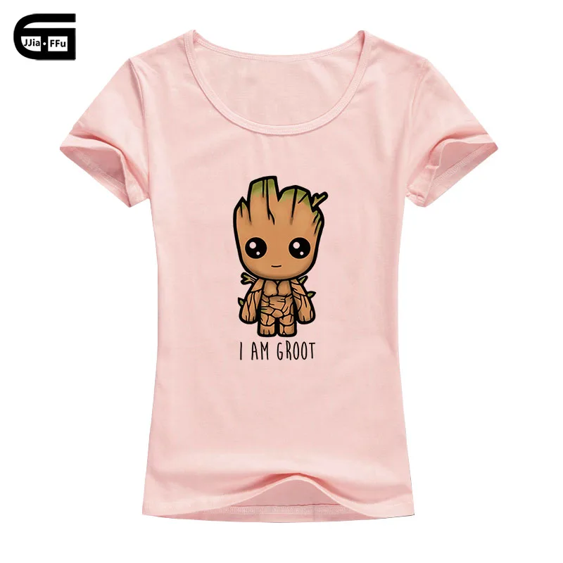Футболка I Am Groot женская летняя эластичная хлопковая футболка из лайкры с коротким рукавом и принтом Harajuku топы Модные Kawaii Мультяшные футболки B07