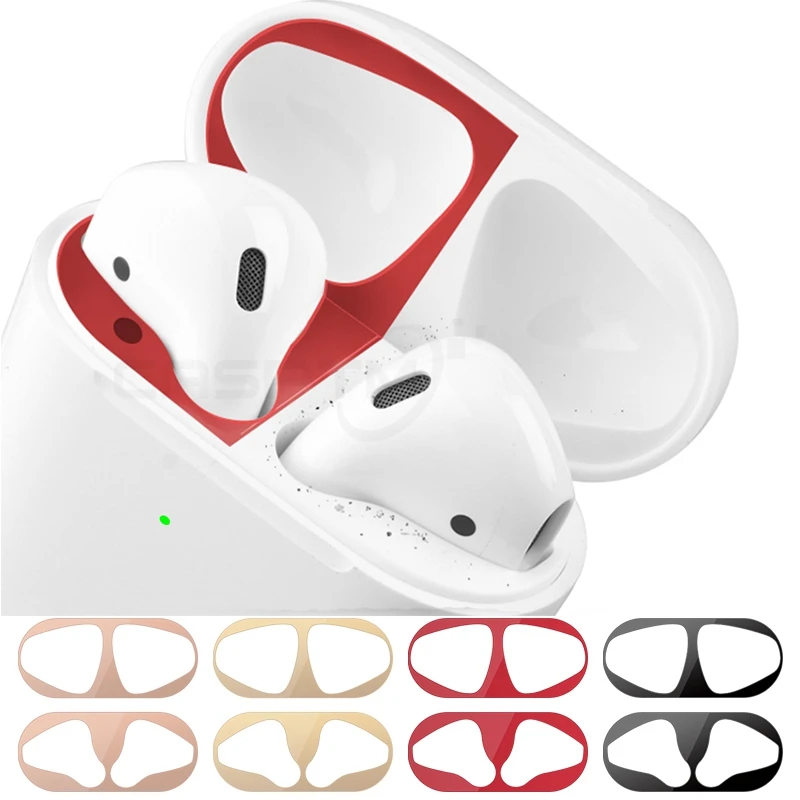 Металлическая Пылезащитная крышка стикеры для Apple AirPods 2 Чехол Крышка Аксессуары