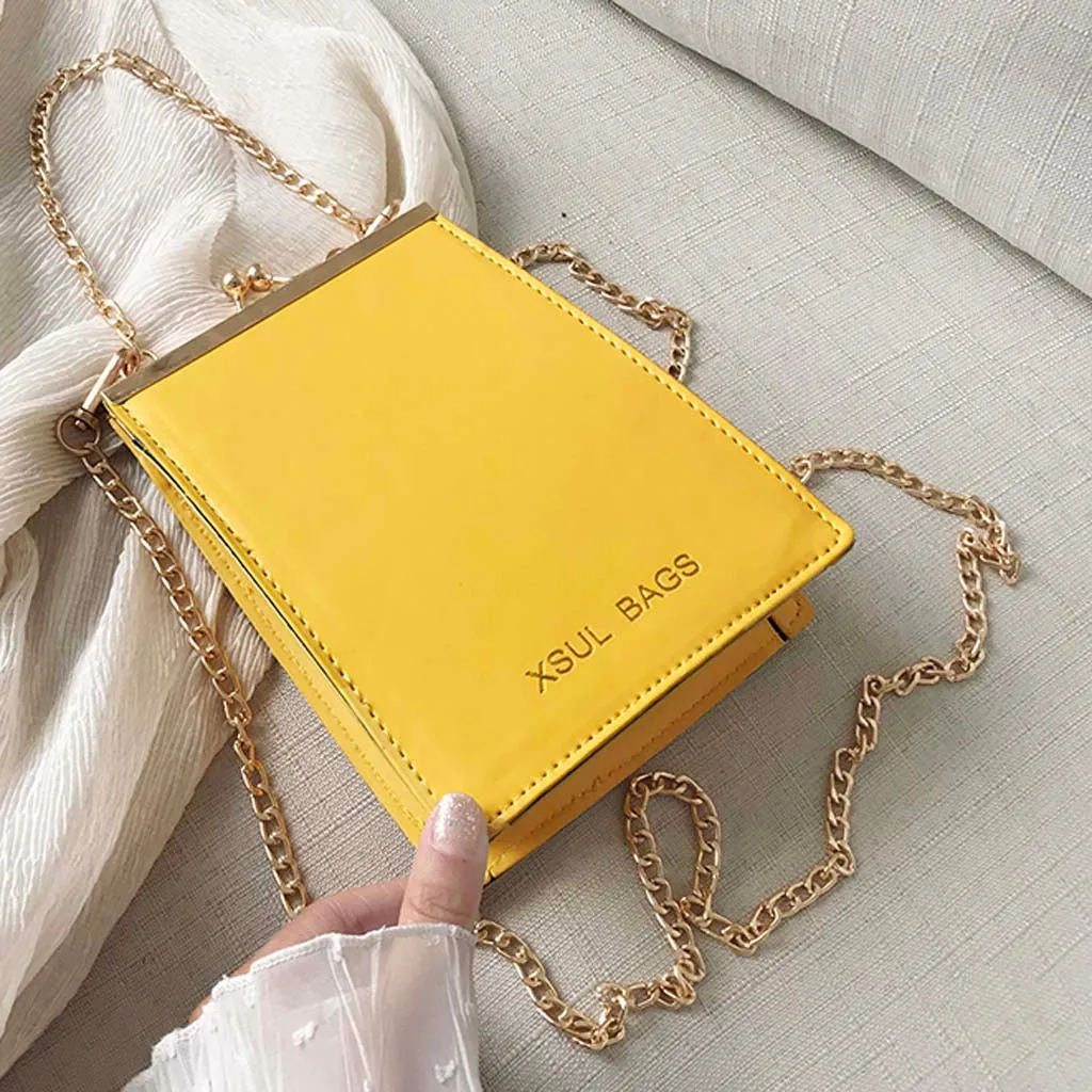 Женская сумка модная однотонная на плечо с цепочкой диагональ Повседневная