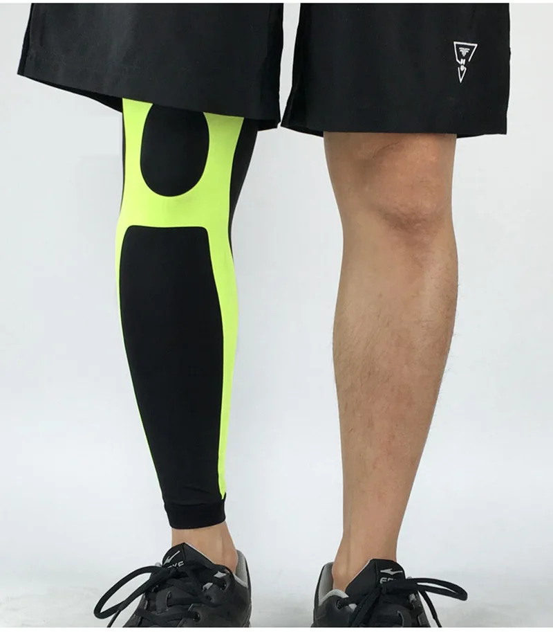 Black with green 1 шт. спортивный коленный протектор дышащий открытый баскетбол нога колено рукав Поддержка колодки Футбол ноги голени бедра компрессионный рукав - Цвет: Black with green