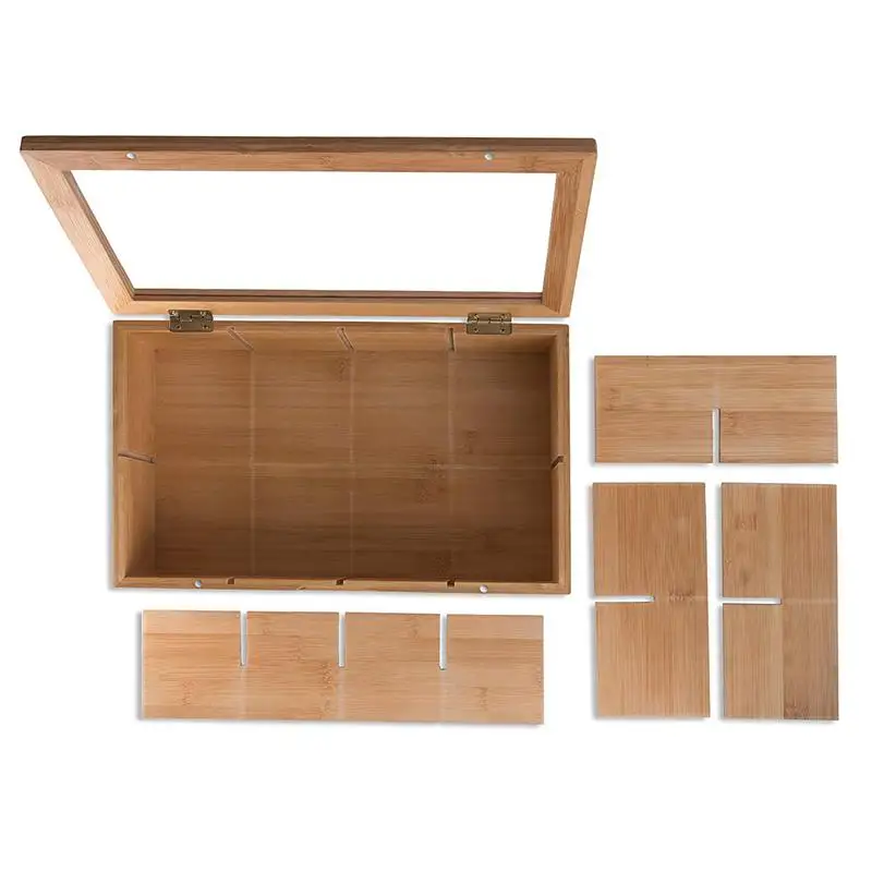 Bamboo Tea Box Storage Organizer Taller Size Holds 120+ Standing Or Flat Bags 8 Adjustable Chest Compartments | Дом и сад