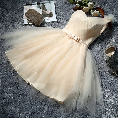 Style C Сексуальное платье на одно плечо платья подружки невесты цвета шампань с v-образным вырезом нарядные платья для свадьбы короткие Встреча выпускников/корпоративы Выпускной платья vestidos mujer - Цвет: Style C