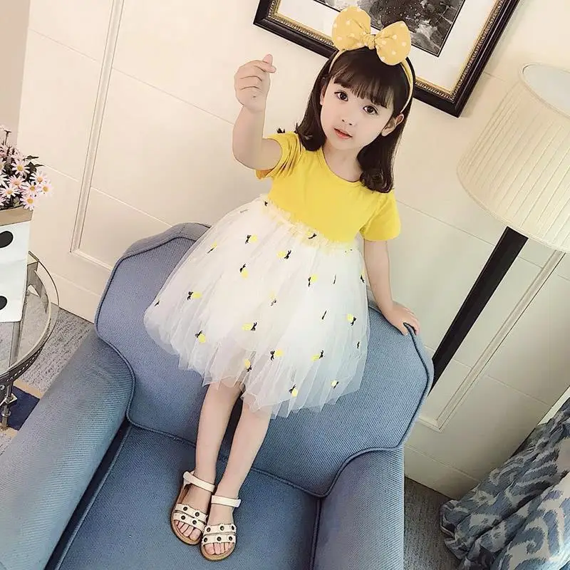 Disney/летнее платье-пачка для девочек Платья детей с фруктами Vestidos Платье