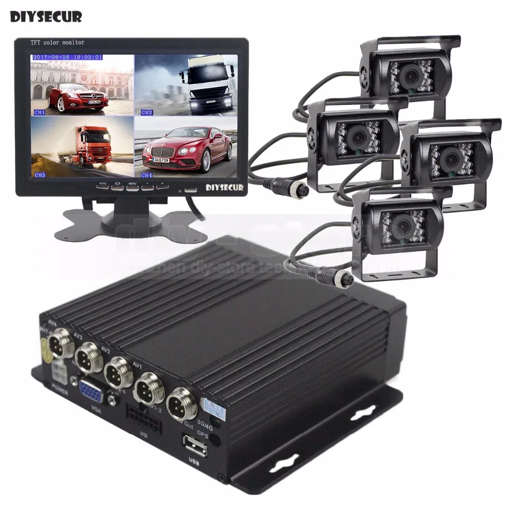 DIYSECUR SD 4CH Автомобильный видеорегистратор видео рекордер 7 дюймов HD автомобильный