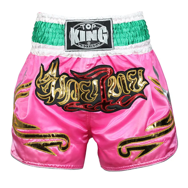 PINK Топ король боксерские шорты muaythai шорты для боевых искусств токинг ММА шорты - Цвет: PINK