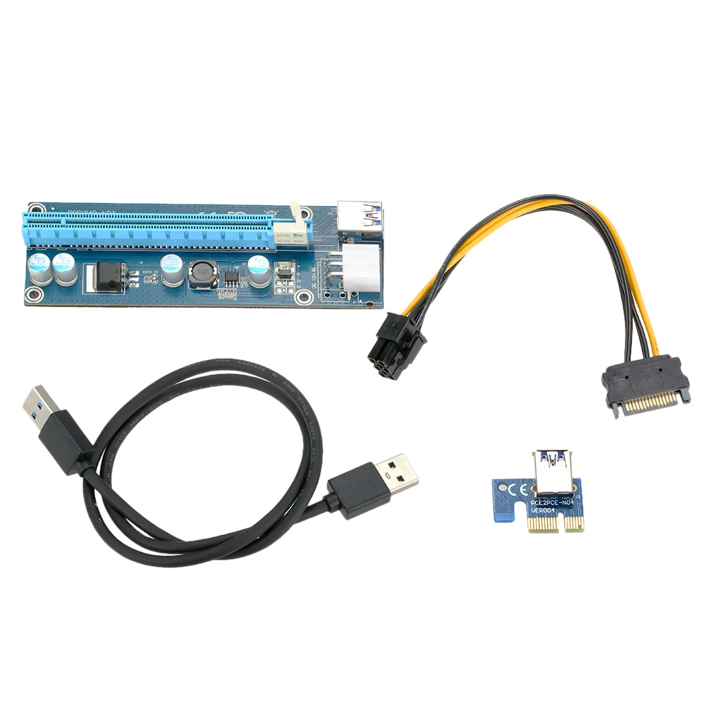 Смешанные Оптовые PCI E 1X к 16X адаптер USB 3 0 Express удлинитель Riser Card с кабелем питания